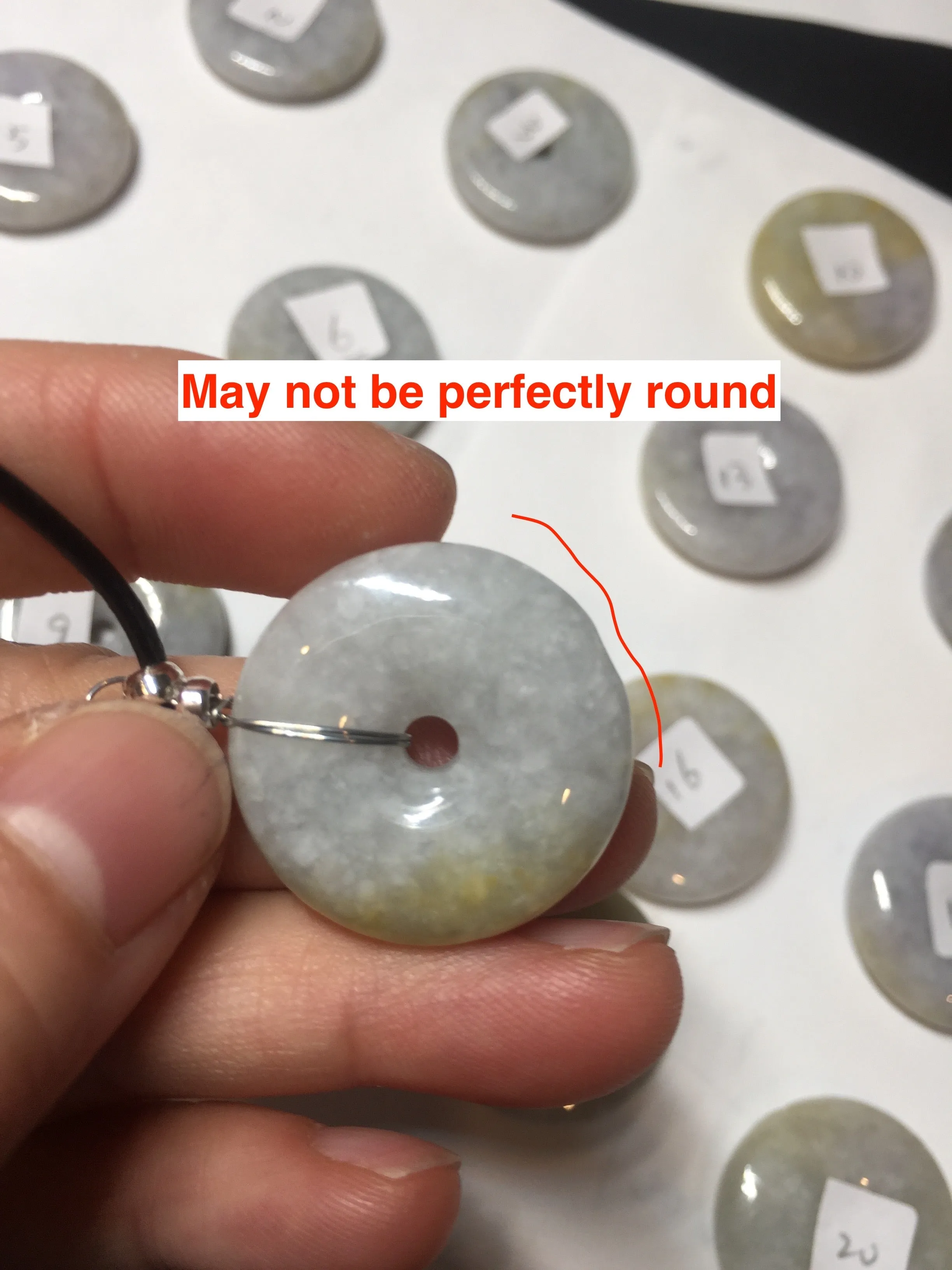 24-25mm Type A 100% Natural light purple/yellow/white Jadeite Jade Safety Guardian Button donut Pendant/worry stone group BM54