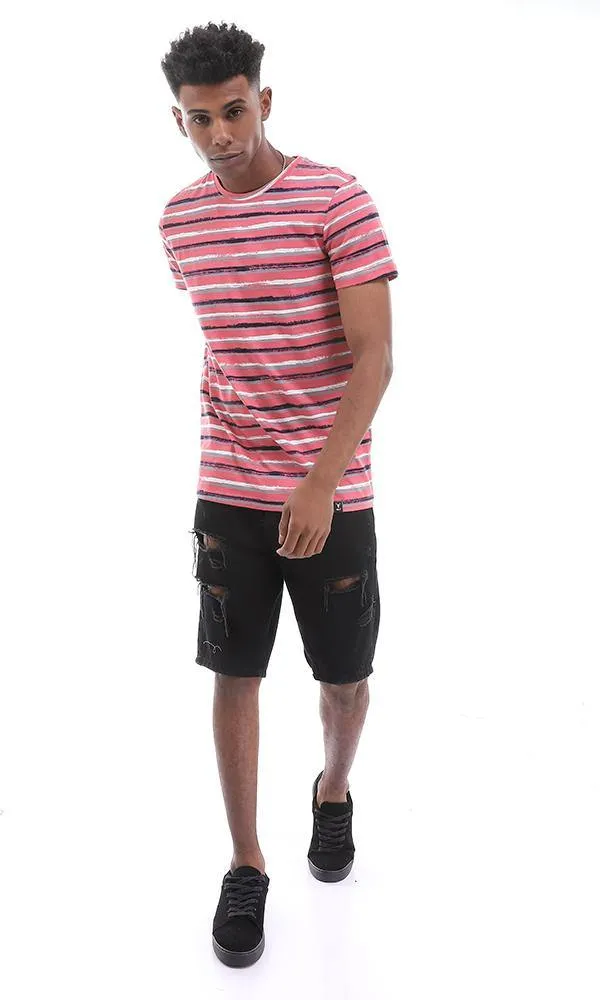 94907 Summer Striped Round Watermelon T-Shirt