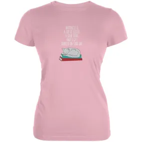 A Good Book and My Cat Pink Juniors Soft T-Shirt