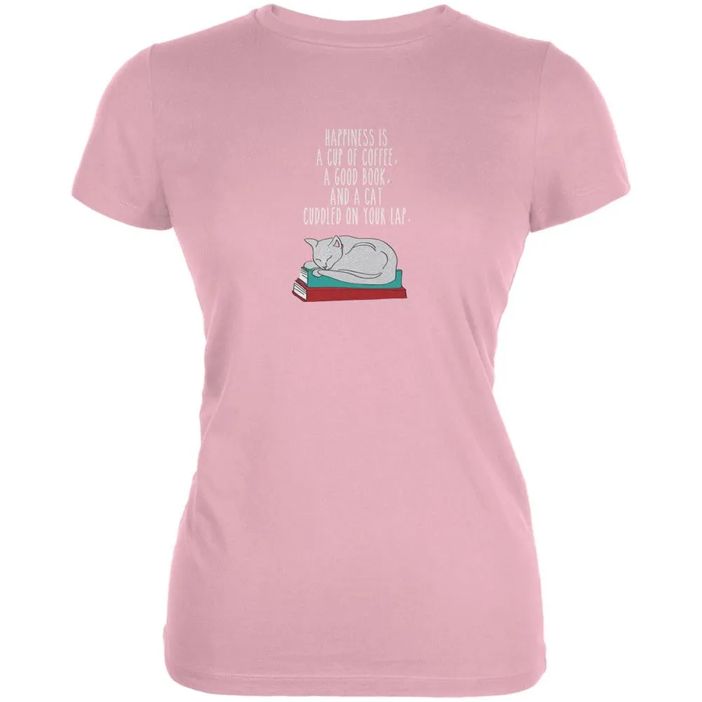 A Good Book and My Cat Pink Juniors Soft T-Shirt