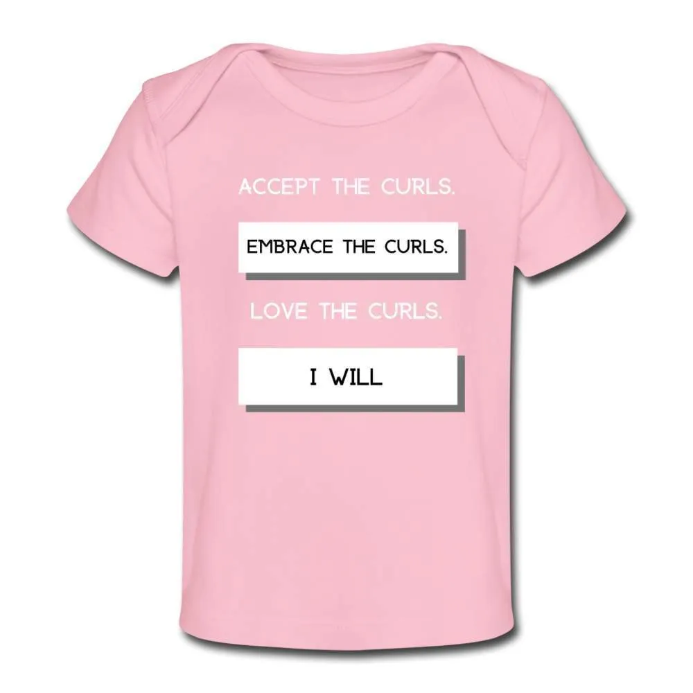 Accept The Curls Girl Organic T-Shirt (White Print)