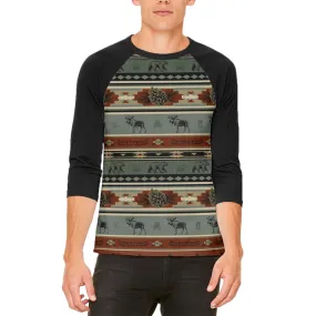 Adirondack Bear Moose Pattern Mens Raglan T Shirt