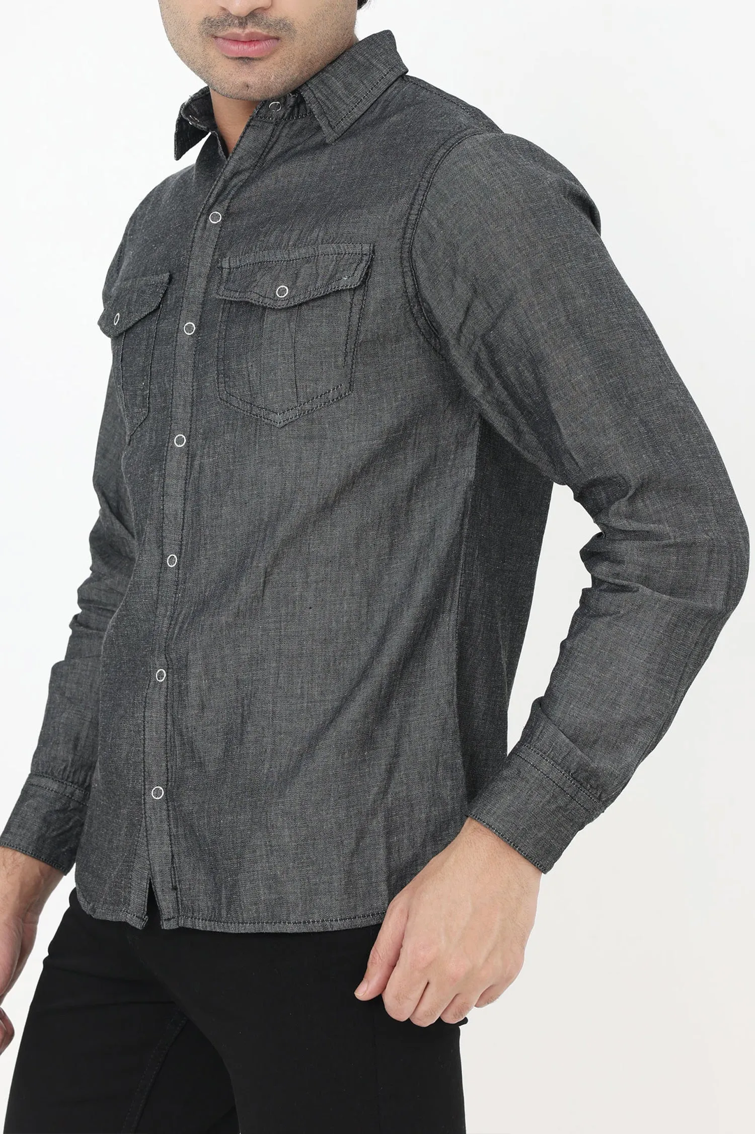 ALMAS DENIM SHIRT-BLACK