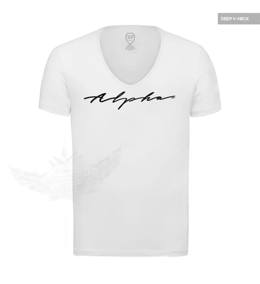 Alpha Men's Casual Fashion White T-shirt HQ Stretch Cotton Tee MD885 BL