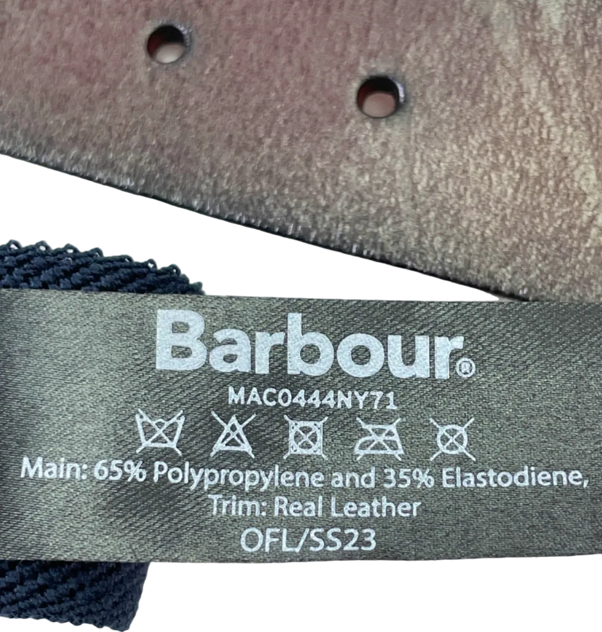 Barbour Brown and Navy Albyn Belt UK M