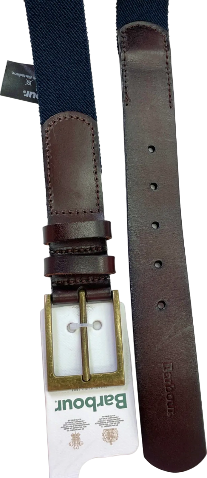 Barbour Brown and Navy Albyn Belt UK M