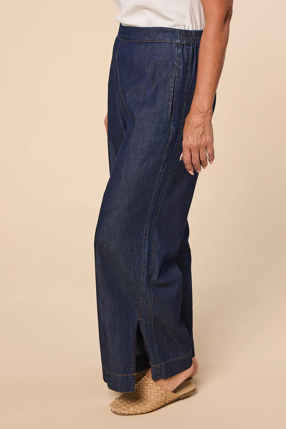 Camille Chambray Pant in Dark Wash