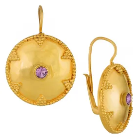 Cheshire Disc Amethyst Earrings