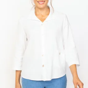 Classic Linen Shaped Shirt - White (Only XXL Left)