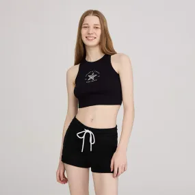 Crew Neck Wide Strap Cropped Tank Top