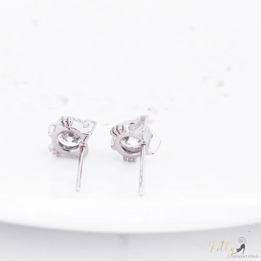 Cubic Zirconia Cat Earrings - Stud or Dangling - Your Choice! (Solid 925 Sterling Silver)