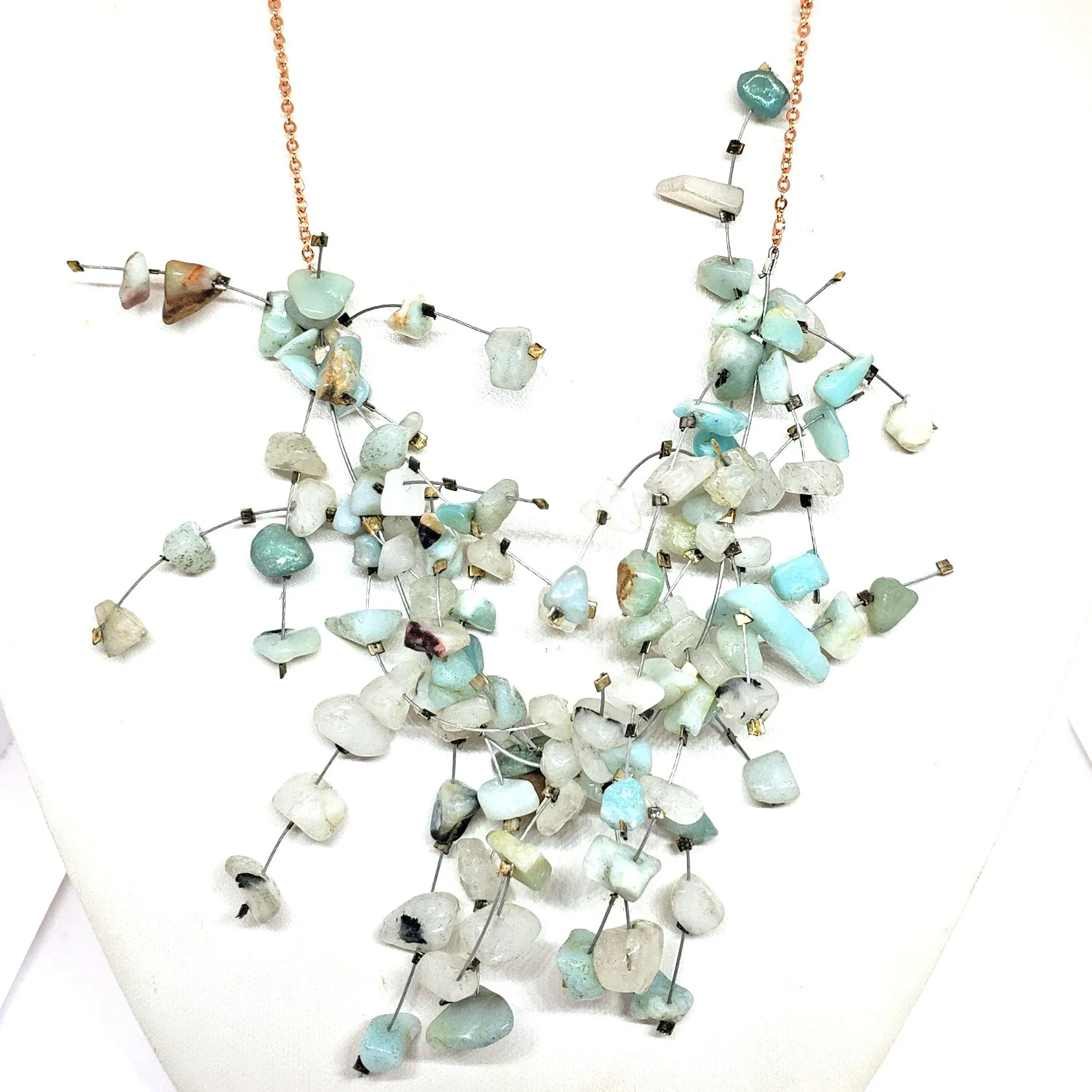 Designer Amazonite Spray Necklace on Rose Gold Chain