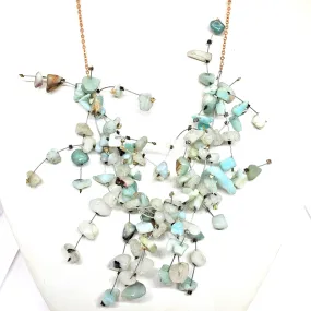 Designer Amazonite Spray Necklace on Rose Gold Chain