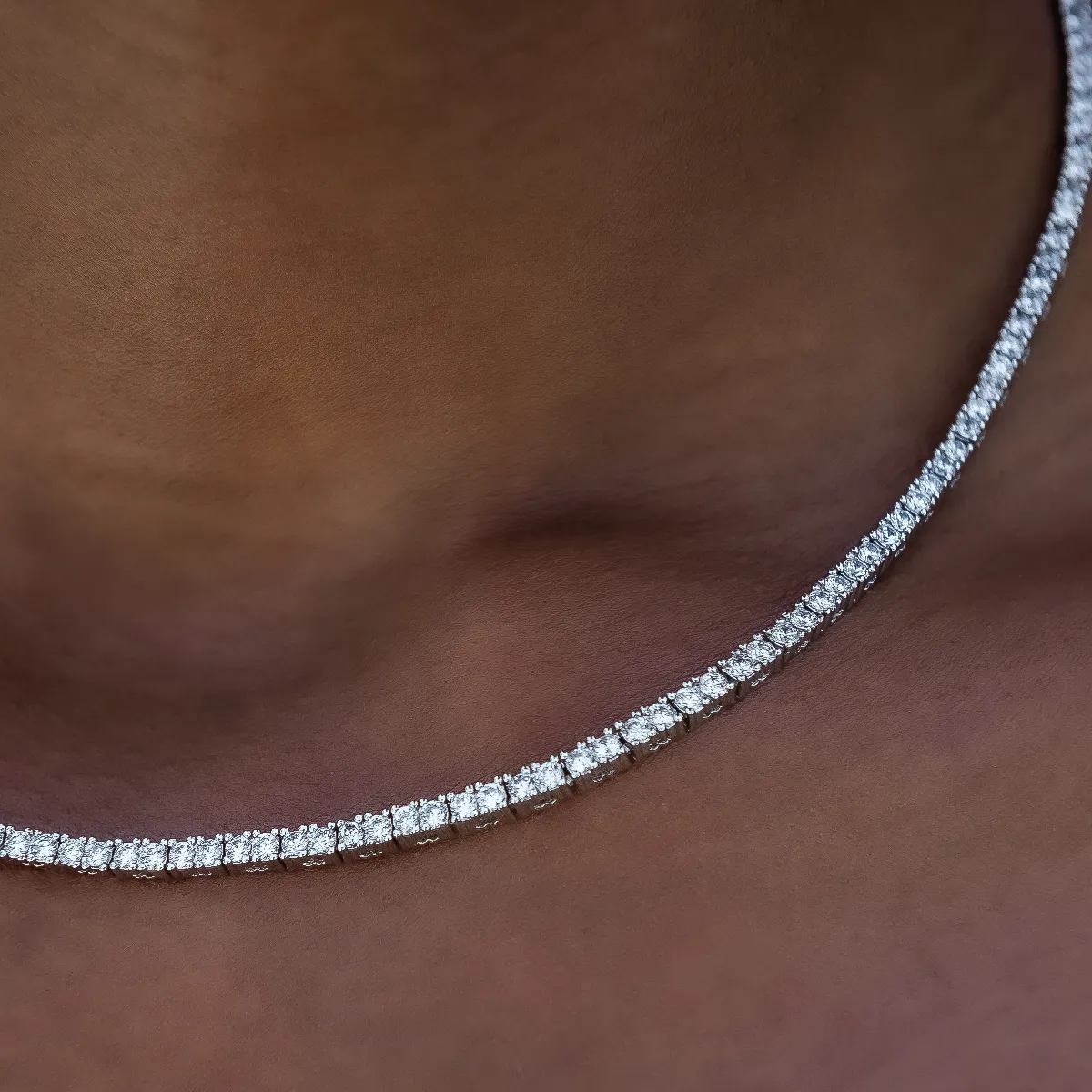 Diamond Tennis Necklace in White Gold- 2mm