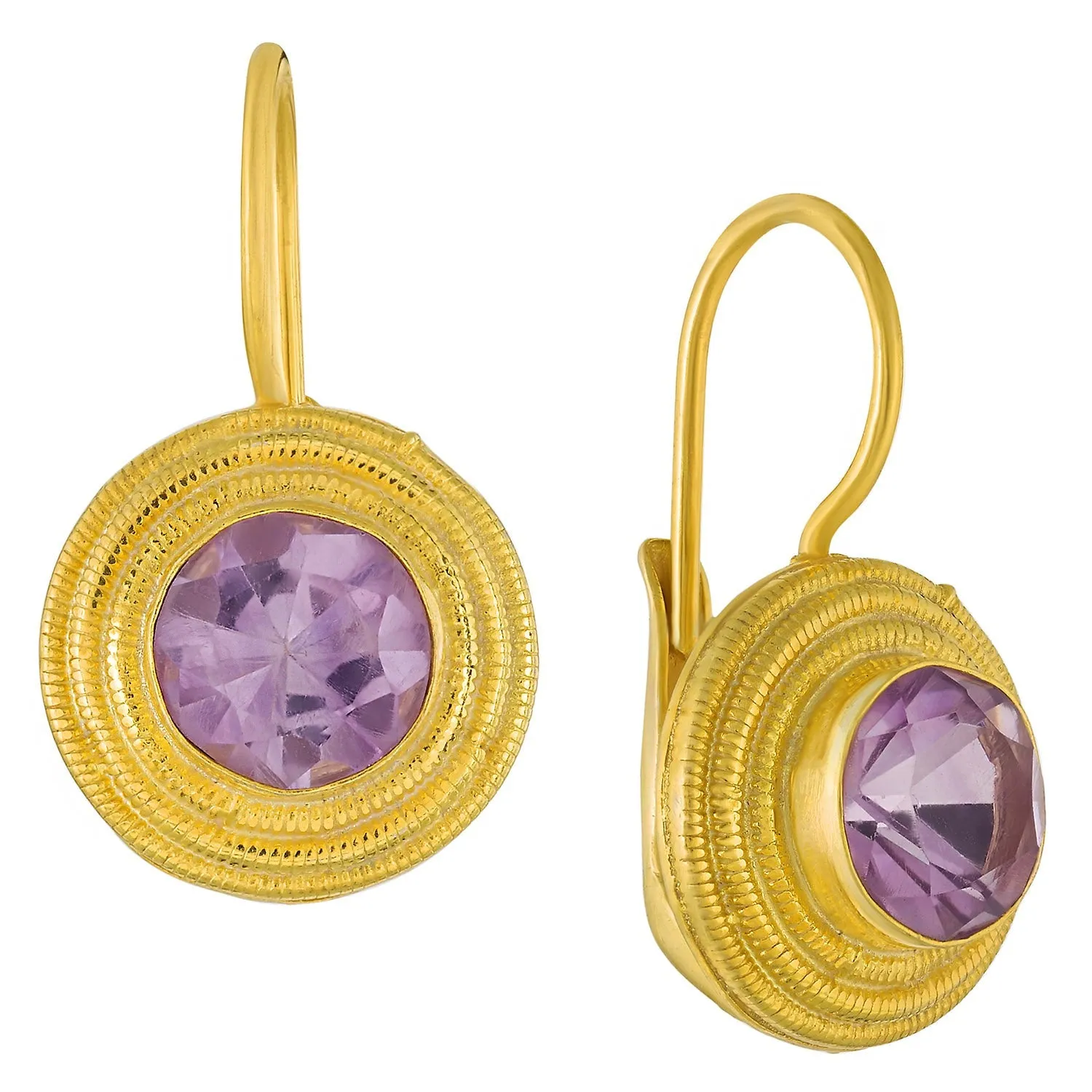 Discus Amethyst Earrings