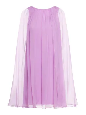 Flared dress in silk chiffon