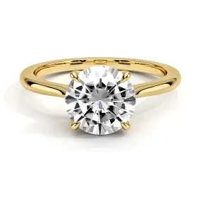 Four Prong Petite Solitaire Round Cut Engagement Ring