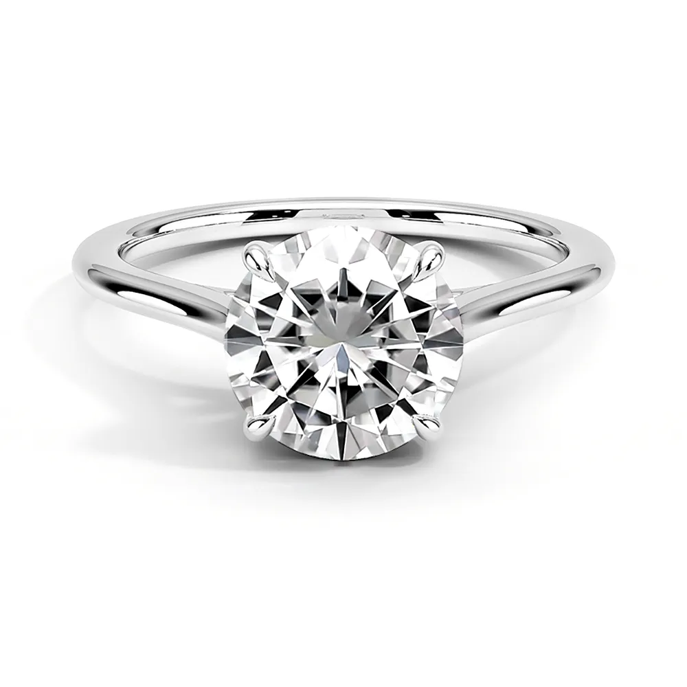 Four Prong Petite Solitaire Round Cut Engagement Ring