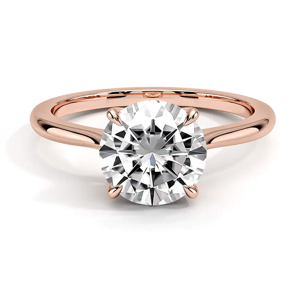 Four Prong Petite Solitaire Round Cut Engagement Ring