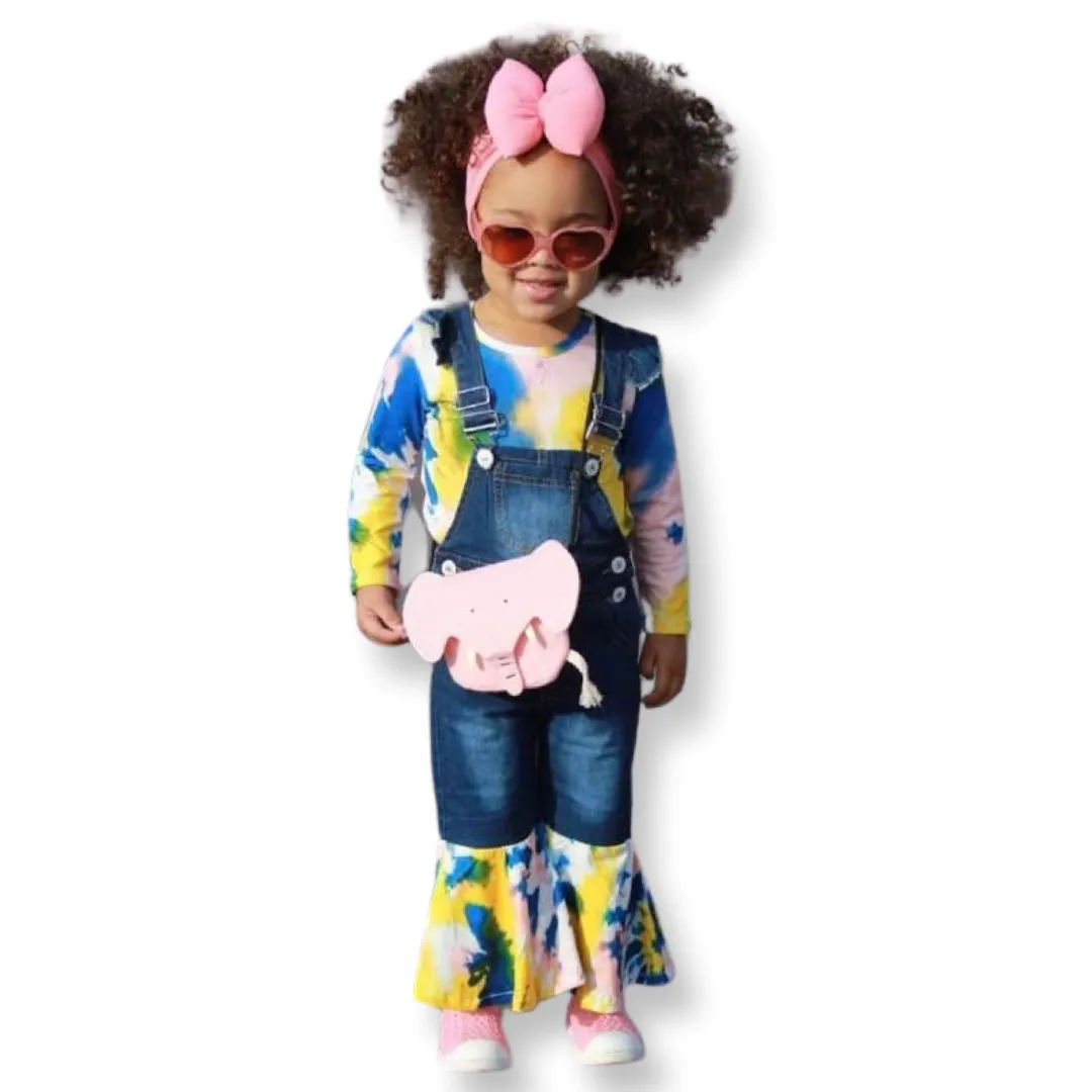 GIRLS DENIM TYE DYE JUMPSUIT