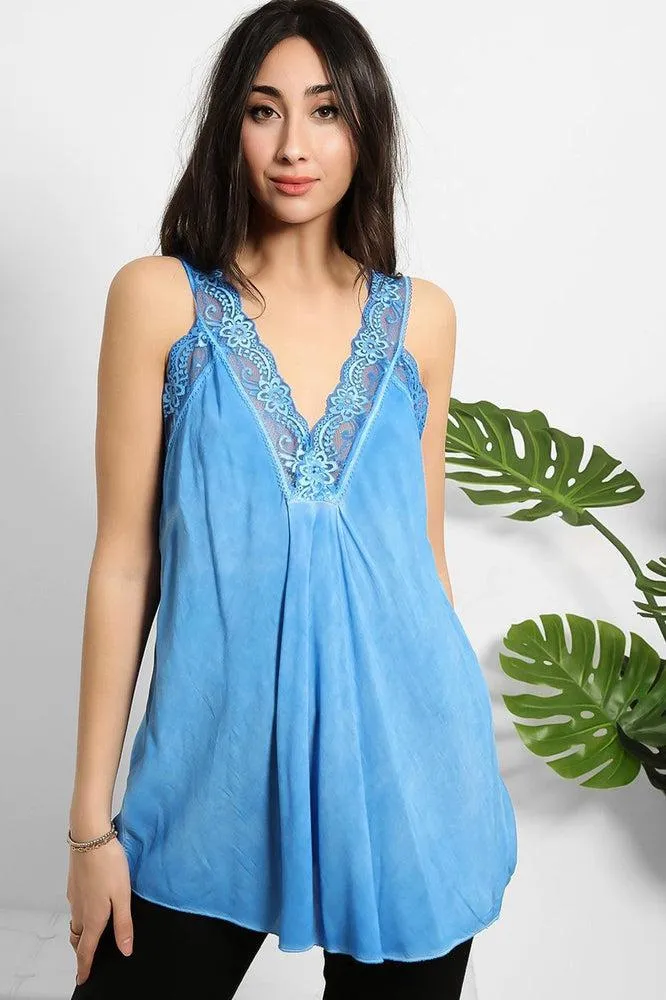 Lace Details Bleached Effect Viscose Cami Top