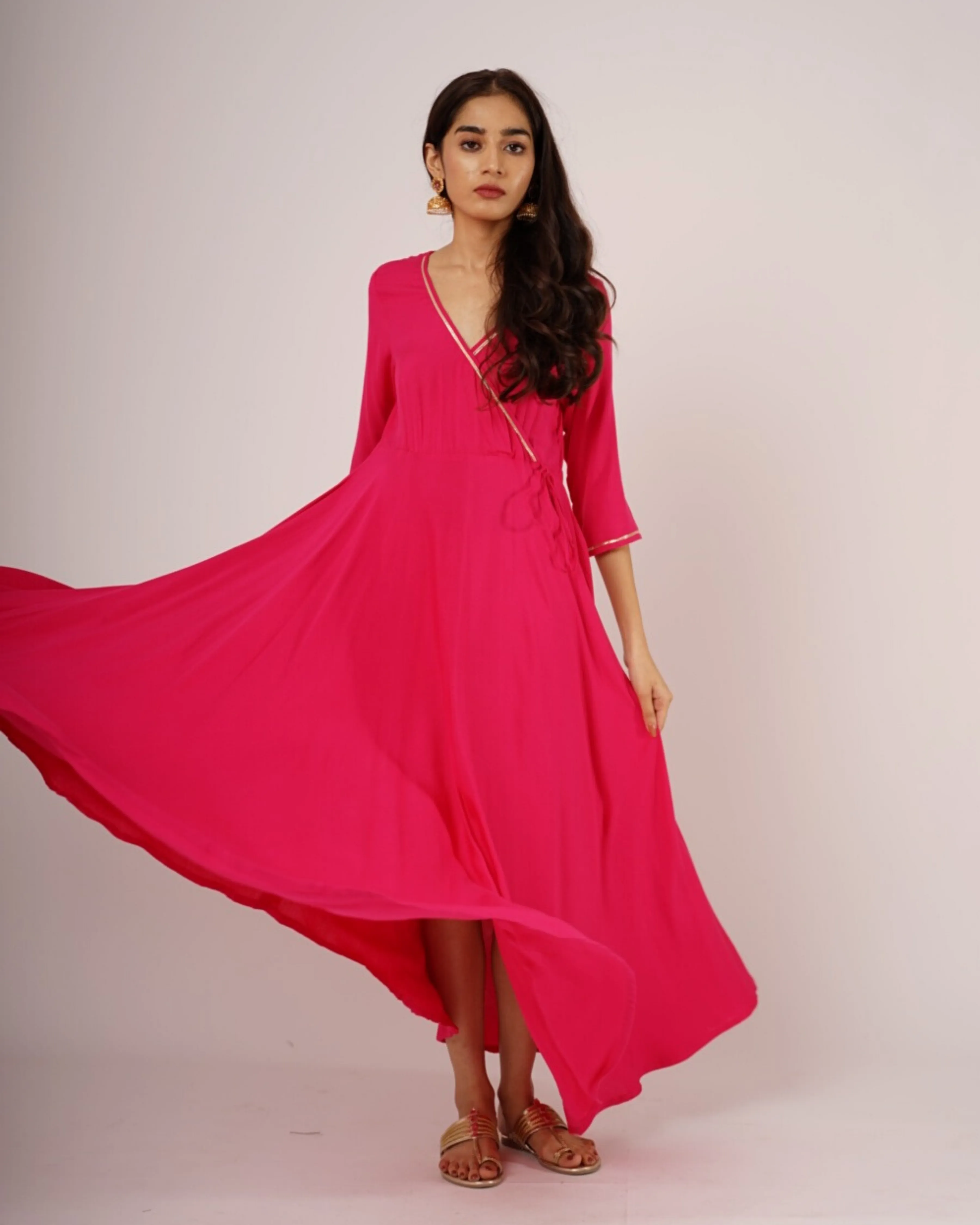 Magenta Angrakhaa Gheredaar Kurta