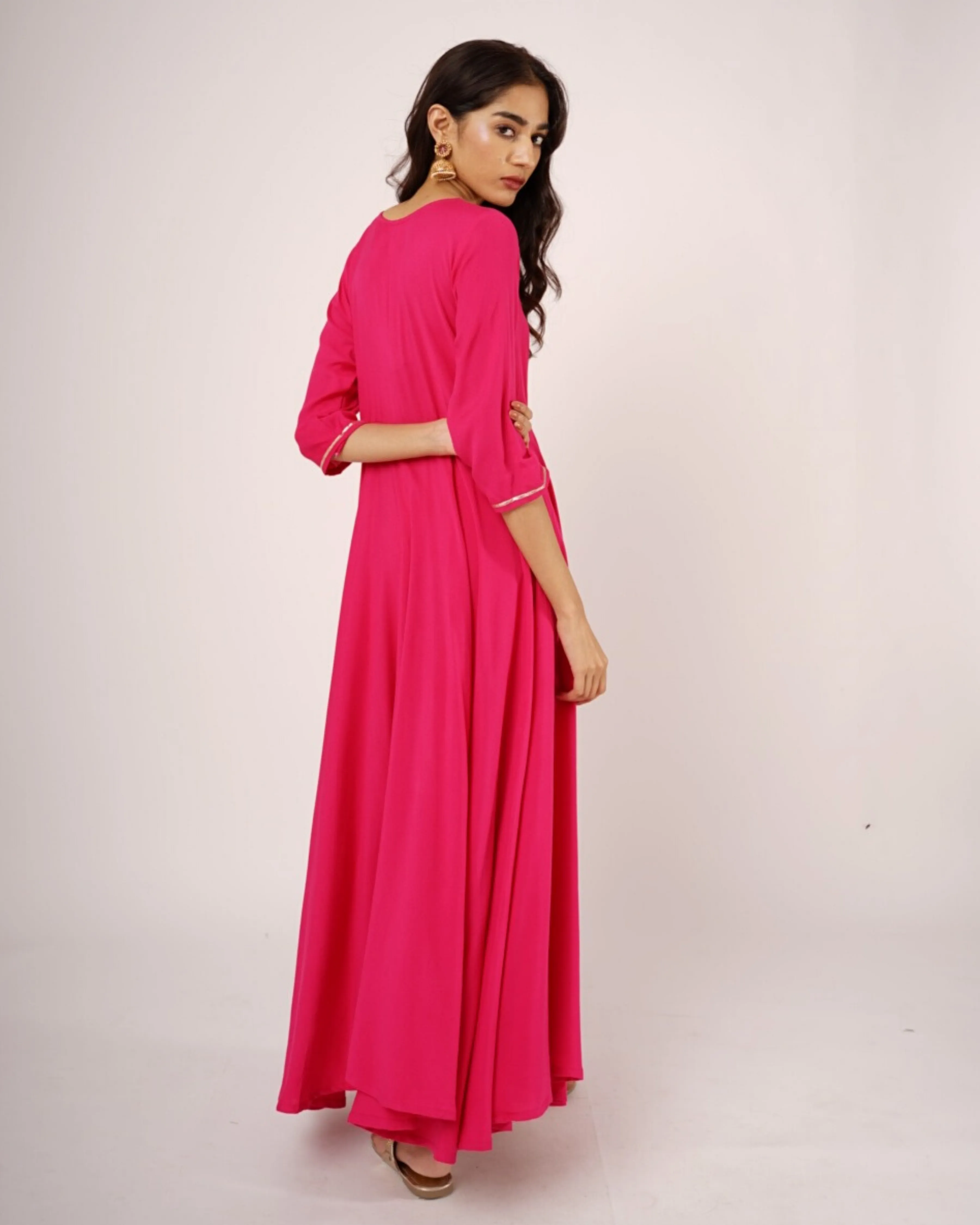 Magenta Angrakhaa Gheredaar Kurta