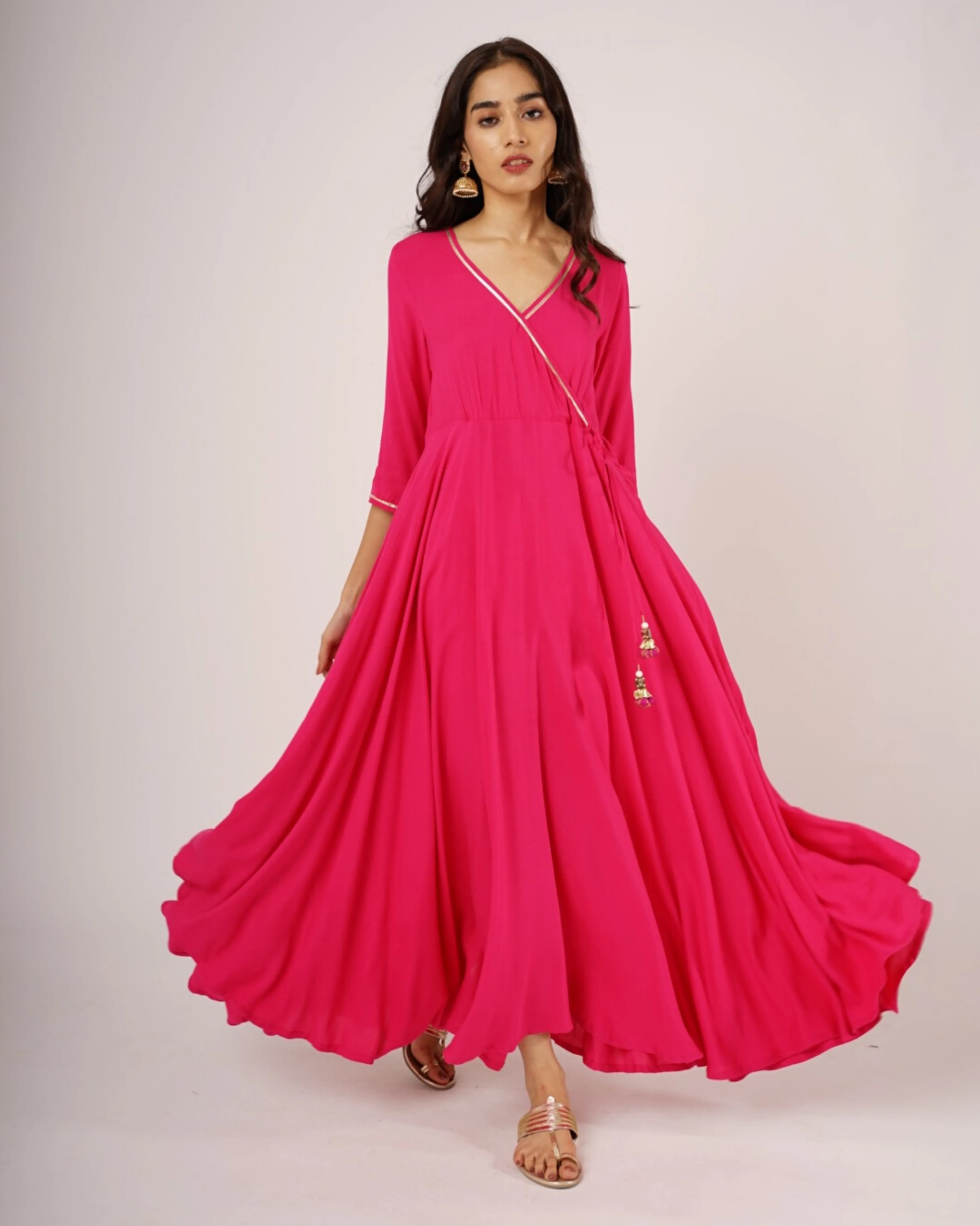 Magenta Angrakhaa Gheredaar Kurta