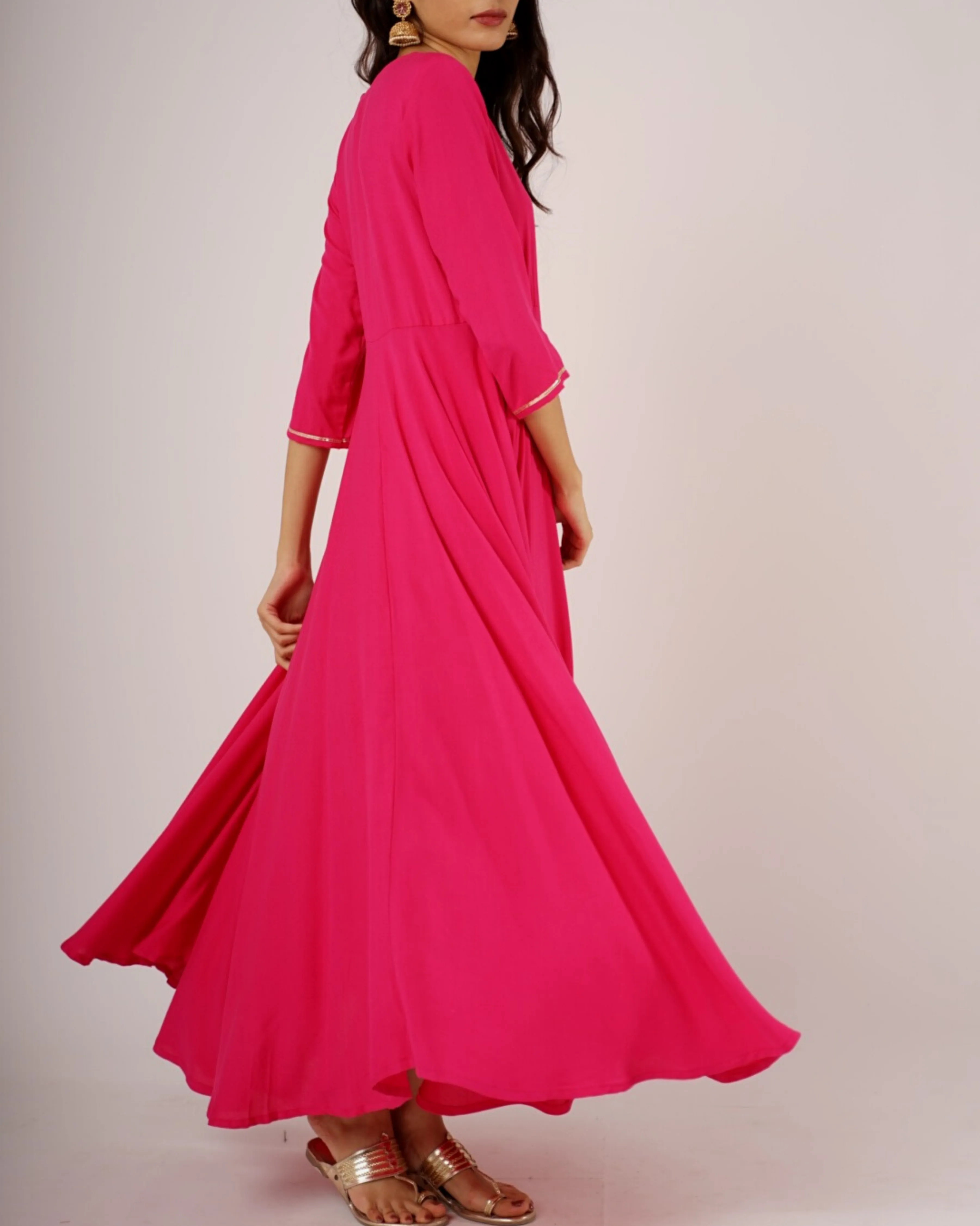 Magenta Angrakhaa Gheredaar Kurta