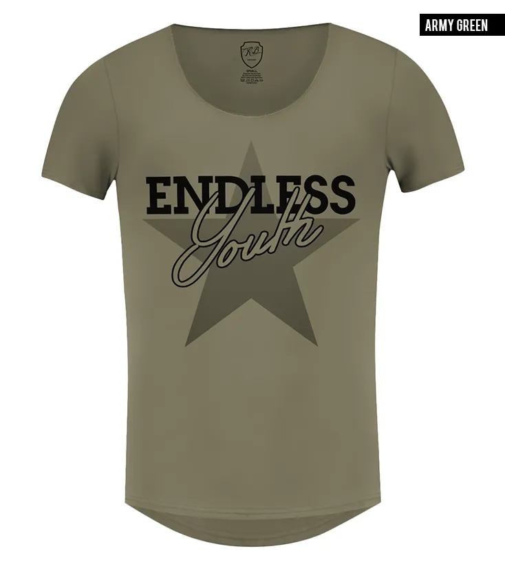 Men's Stylish Casual T-shirt "Endless Youth" Scoop Crew Neck / Color Option / MD750