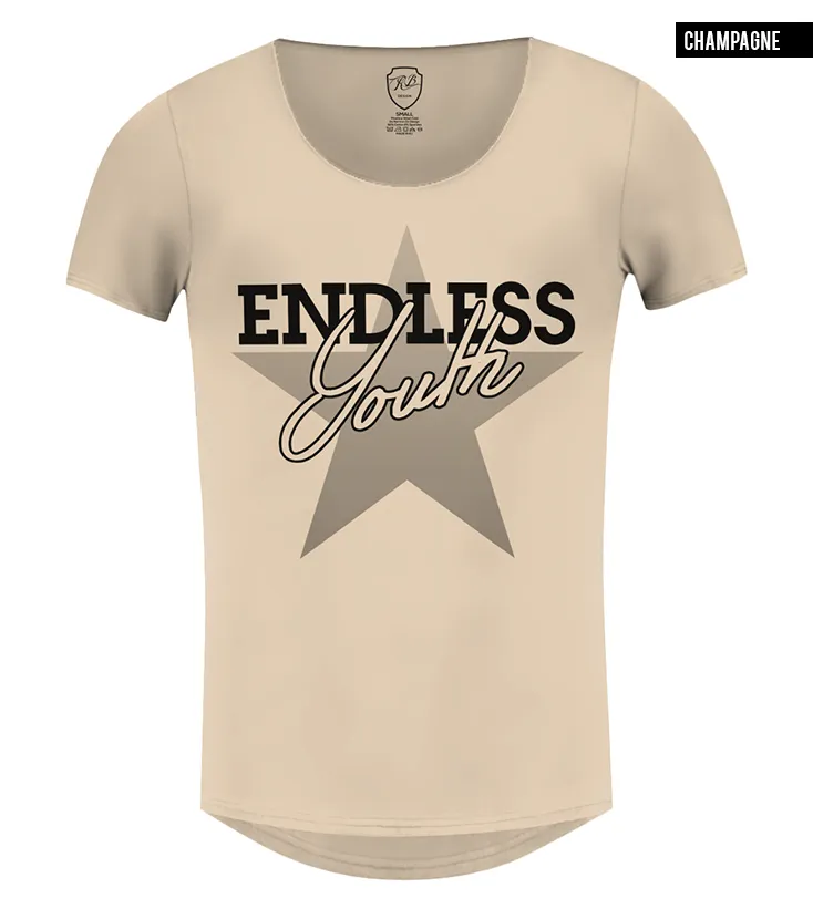 Men's Stylish Casual T-shirt "Endless Youth" Scoop Crew Neck / Color Option / MD750