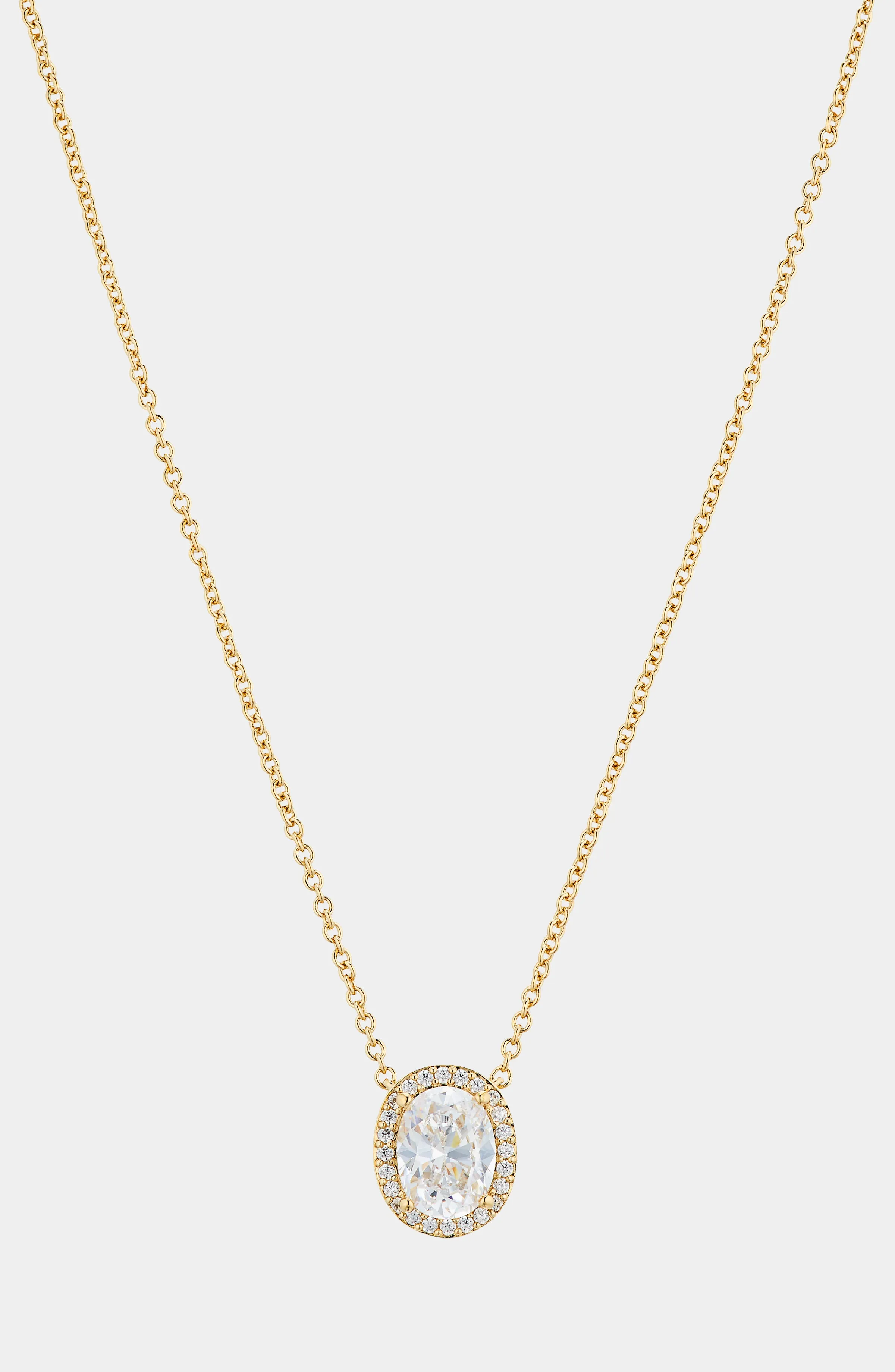 MODERN LOVE OVAL HALO CZ PENDANT NECKLACE