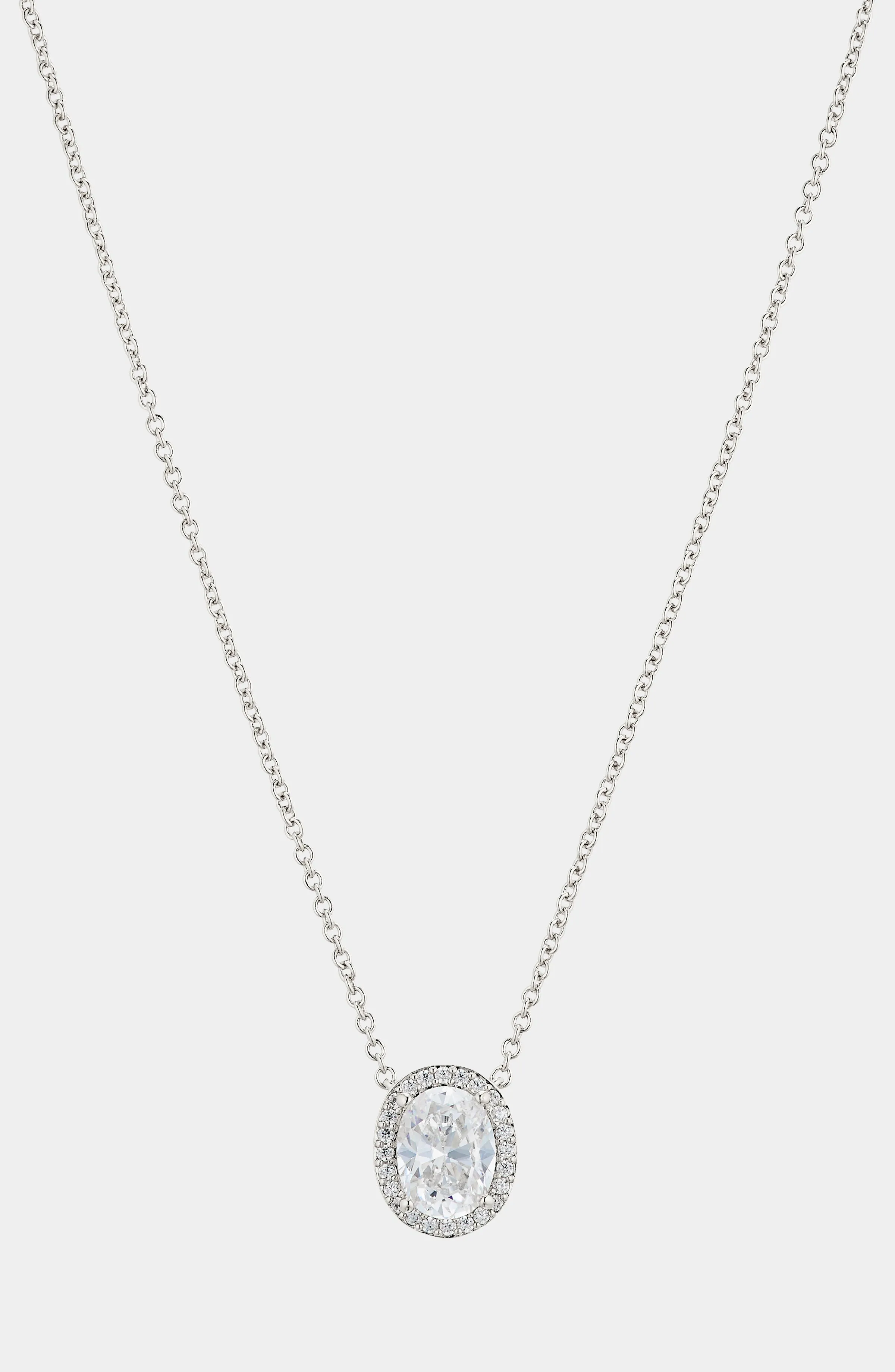 MODERN LOVE OVAL HALO CZ PENDANT NECKLACE