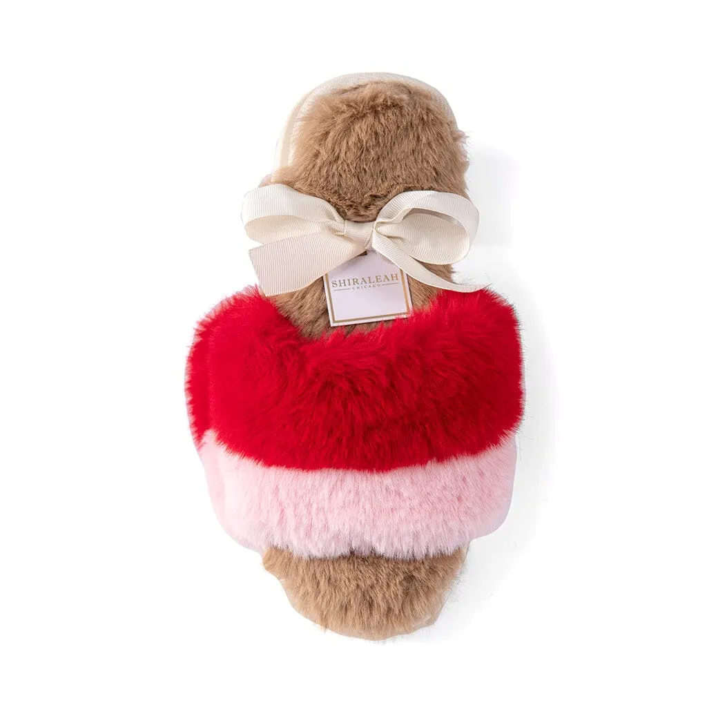 Mora Red and Pink Plush Holiday Slippers | Multi