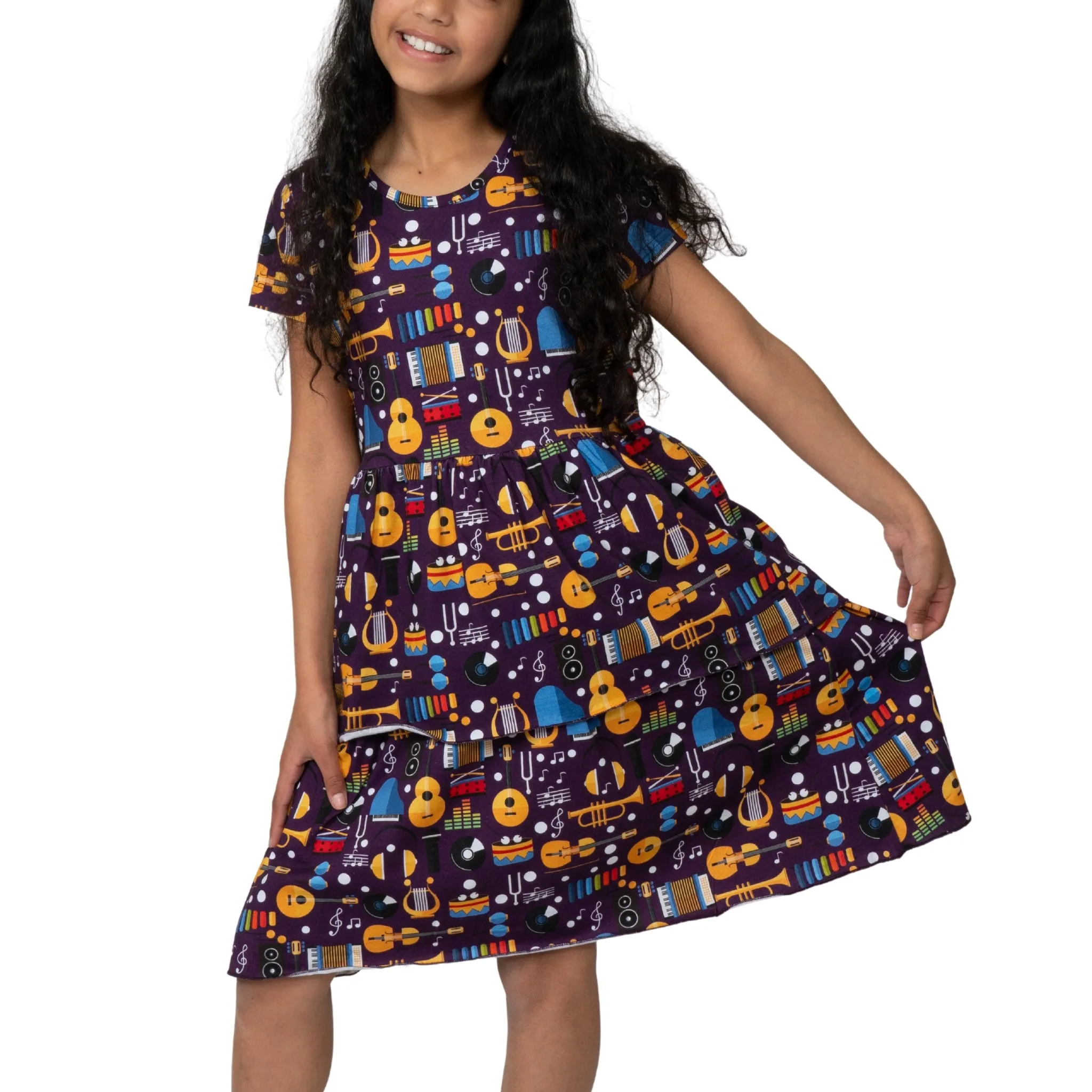 Music Fun Kids Layered Dress