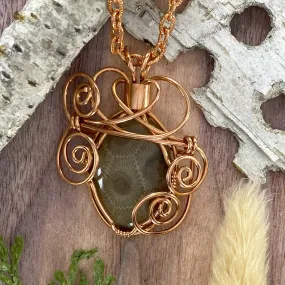 Petoskey Stone Wire-Wrapped Pendant Necklace