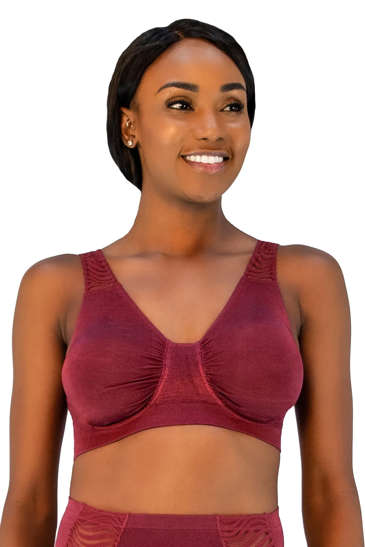 Seamless Underwire Bra With Lace Strap Detail