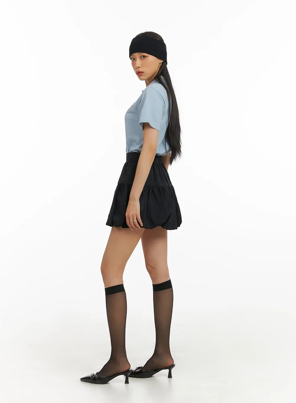 Shirred Balloon Mini Skirt IA417