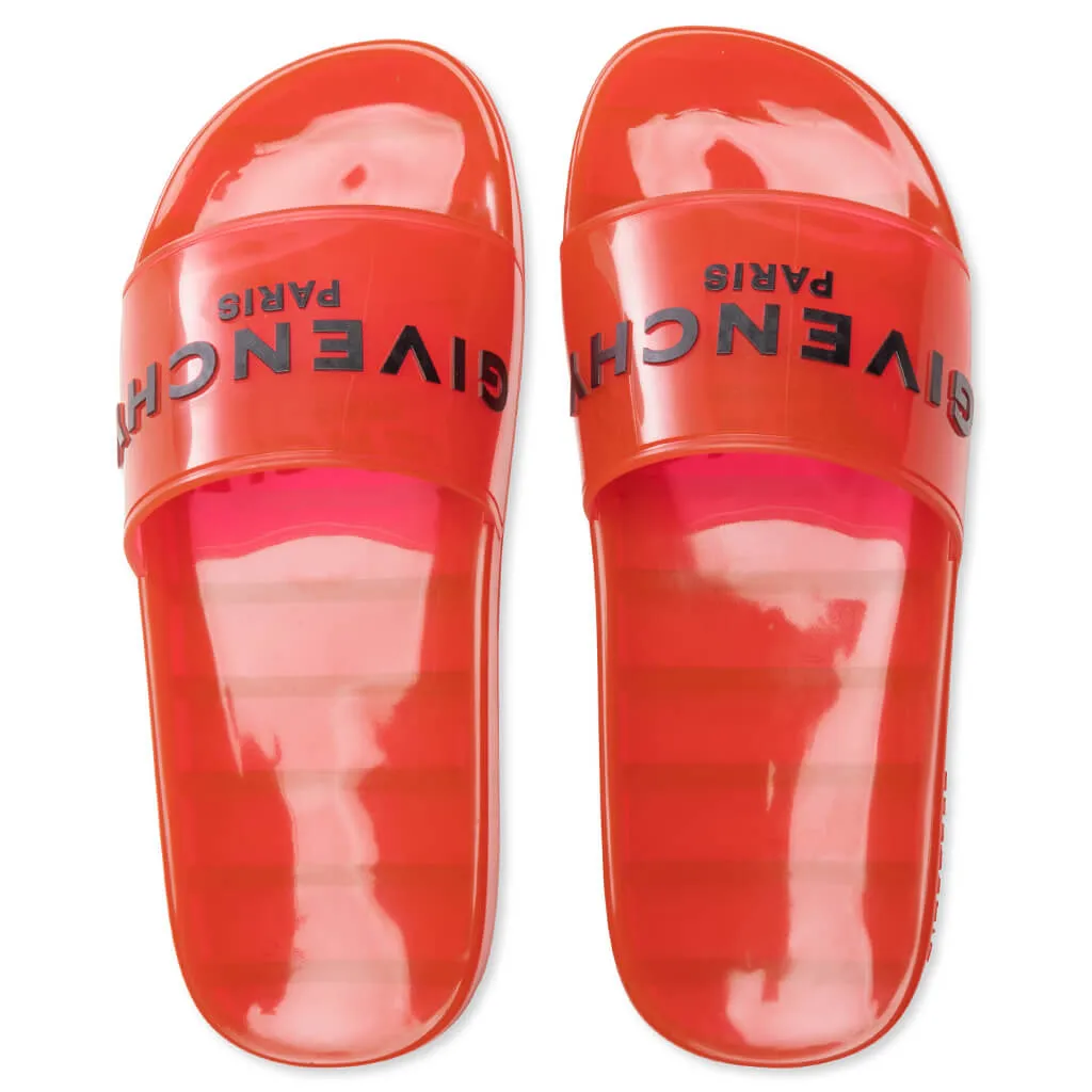 Slide Transparent Sandal - Red