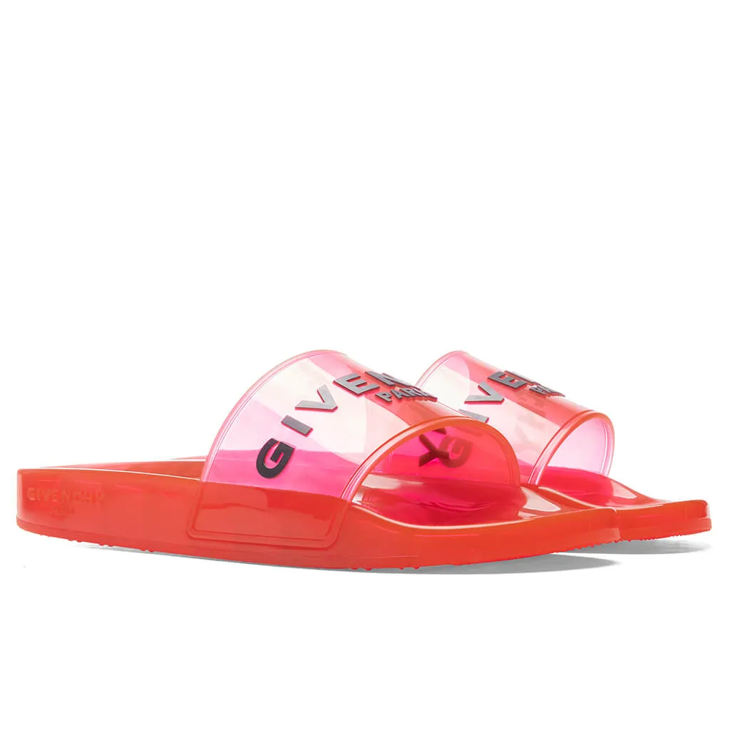 Slide Transparent Sandal - Red