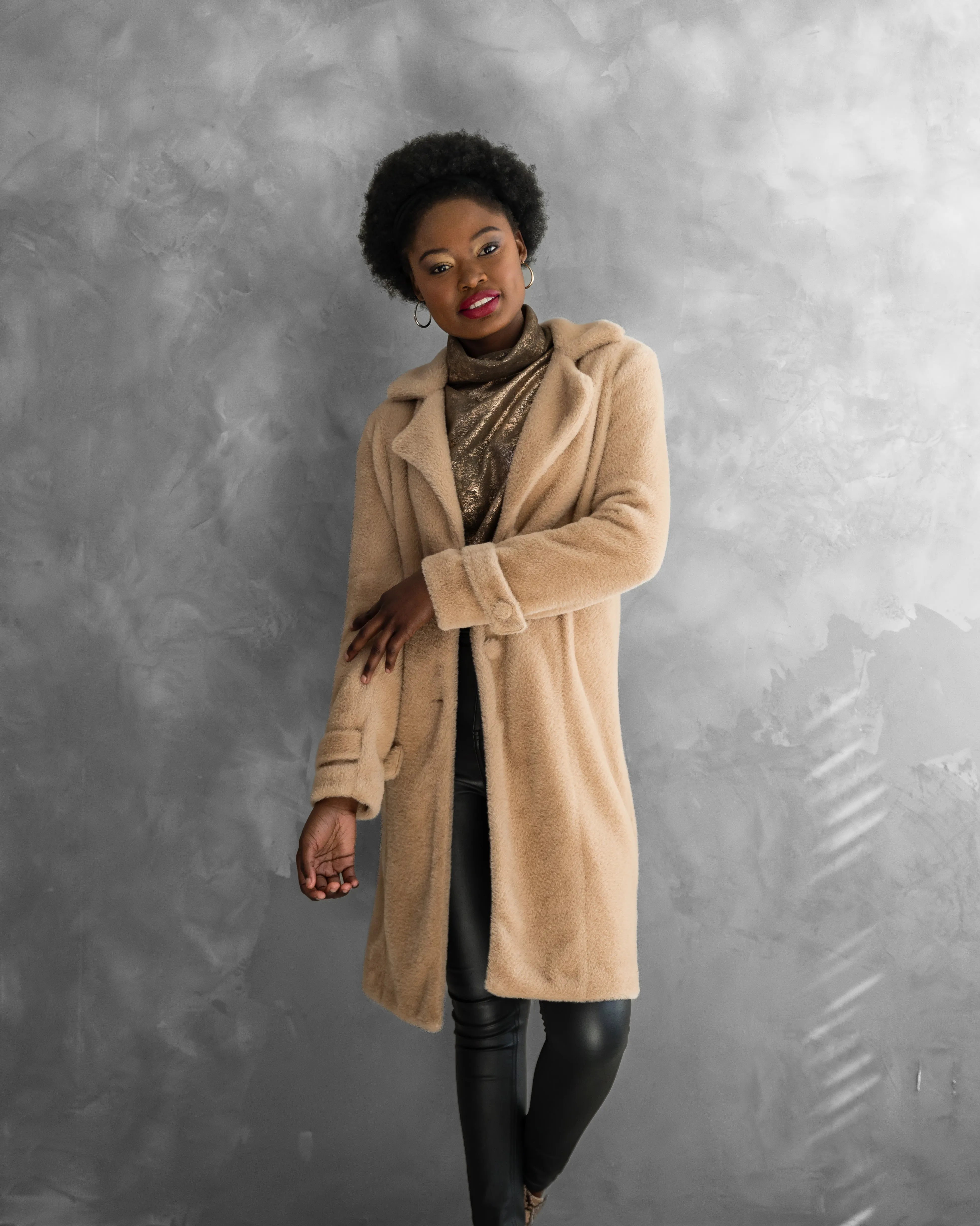 Soraya Short Fur Coat | Camel