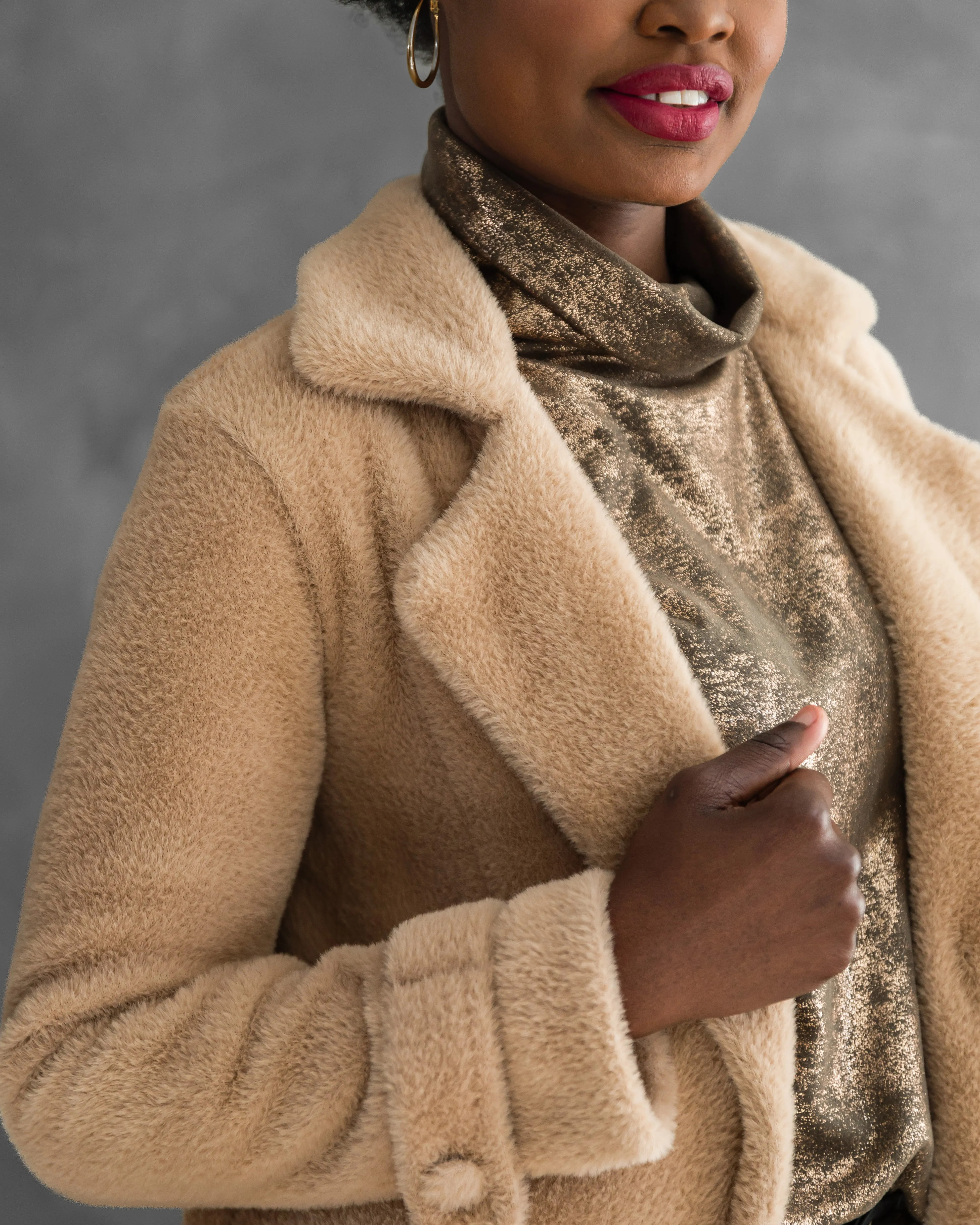 Soraya Short Fur Coat | Camel