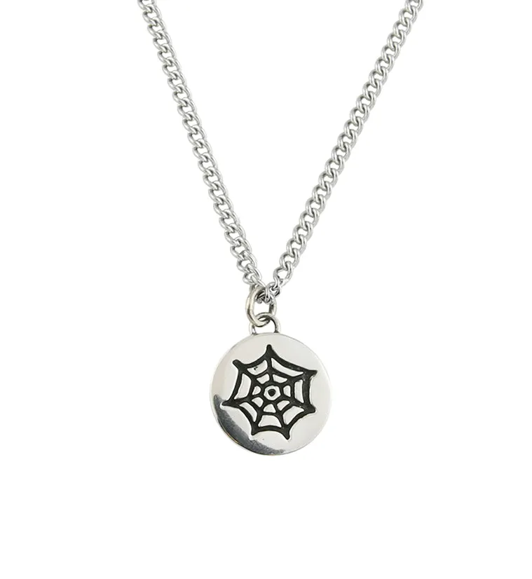 Spiderweb White Brass Charm Necklace