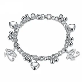 Stainless Steel Evil Eye Heart Charm Bracelet