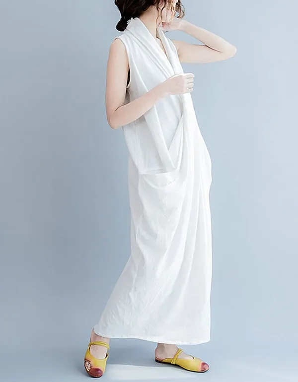 Summer Cotton Cross V-neck Sleeveless Dress