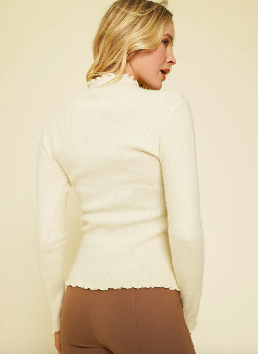 The Caroline Lettuce Edge Fitted Sweater