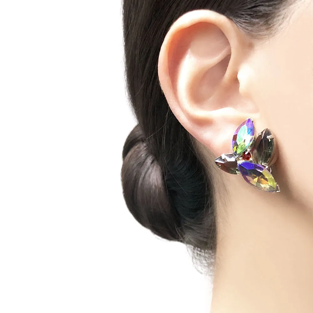 【USA輸入】ヴィンテージ パープル グリーン オーロラ イヤリング/Vintage Purple Green Aurora Clip On Earrings