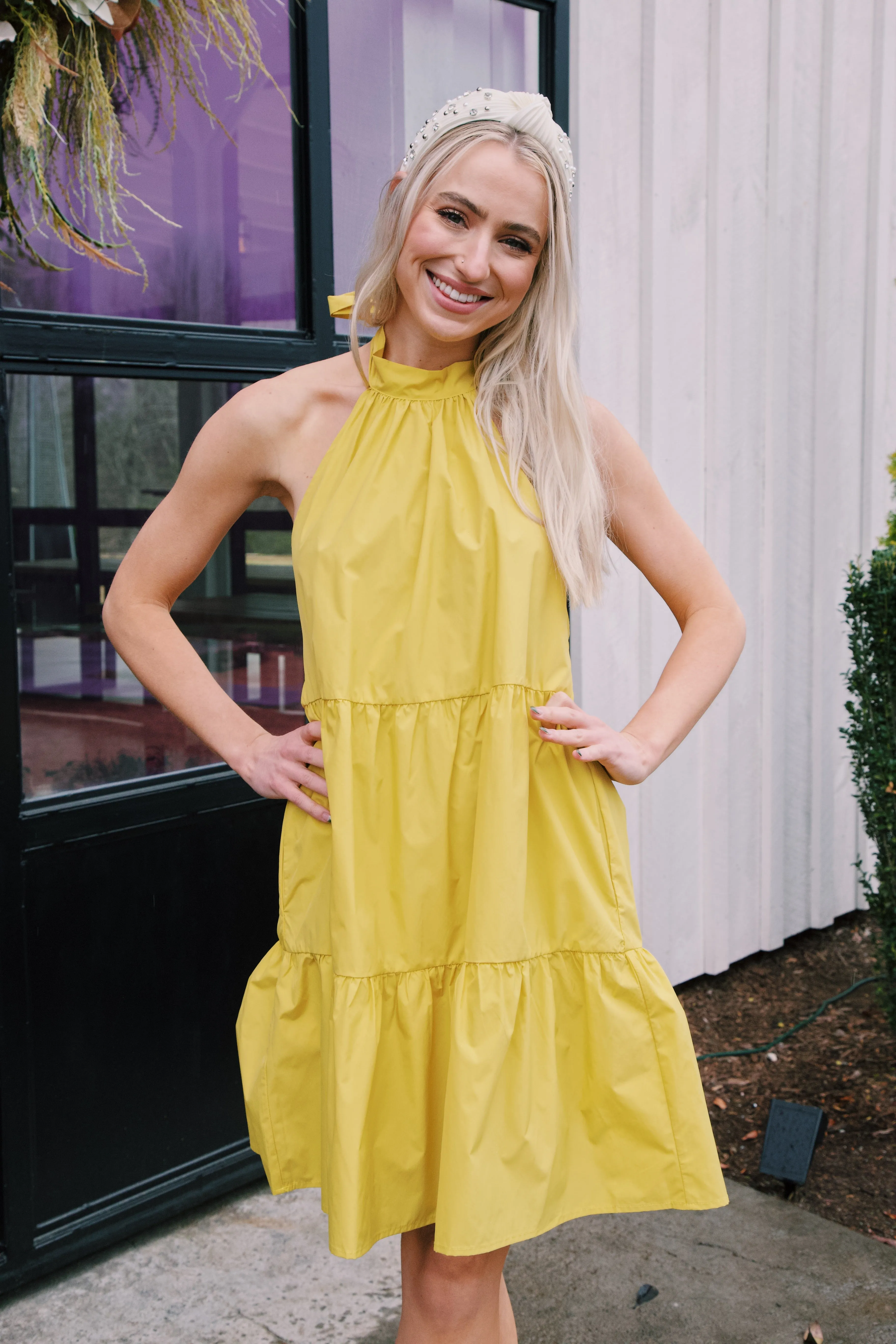 Winchester Halter Dress, Chartreuse