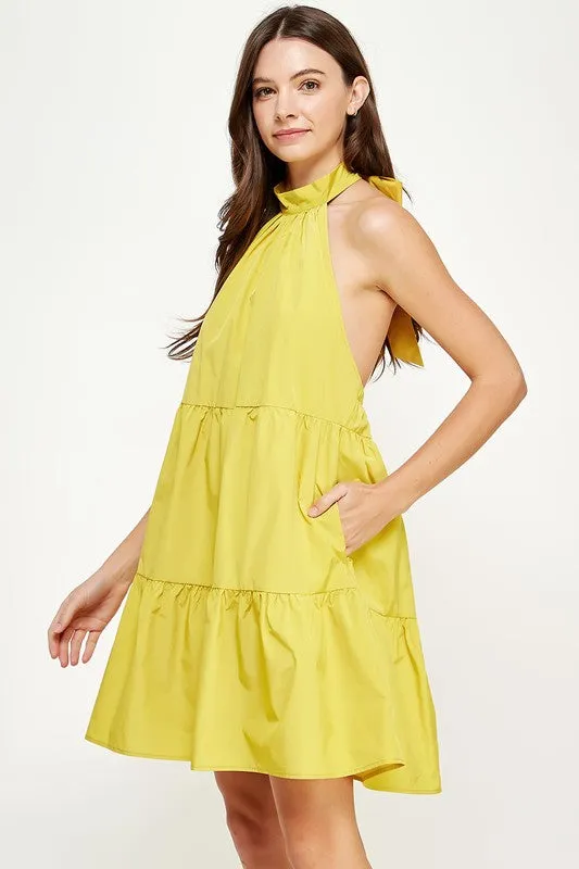 Winchester Halter Dress, Chartreuse