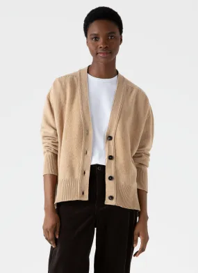 Women's Lambswool Cardigan in Light Camel